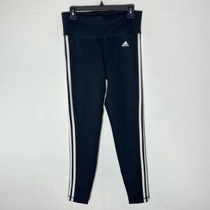 Adidas Climalite Black Leggings W White Stripes Activewear Athletic Workout M